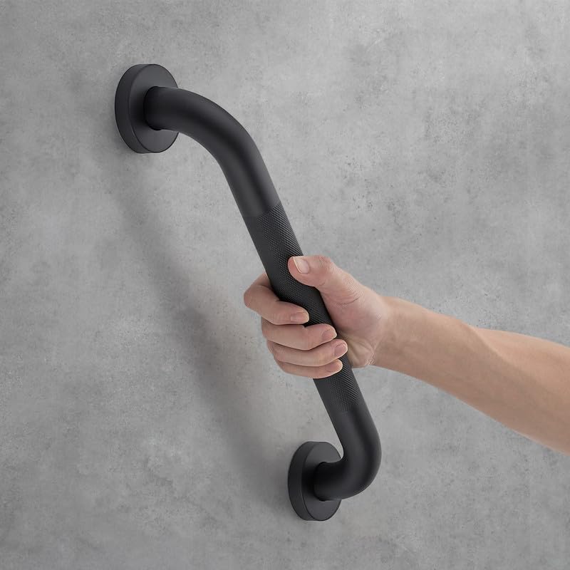 Grab Bars for Shower, 1 Pack 20-Inch Anti Slip Shower Handles for Elderly, Safety Shower Grab Bar, Stainless Steel Handicap Grab Bars for Bathroom (Black 1" Diameter)