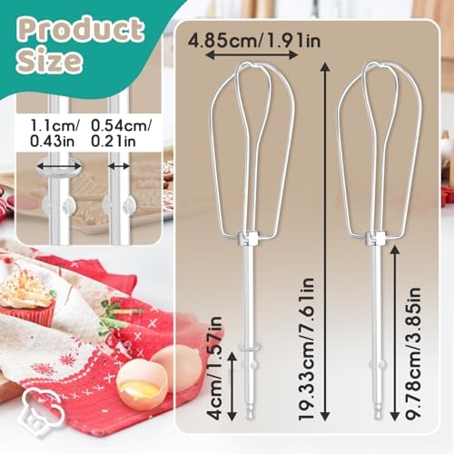 4-Pack Hand Mixer Beaters Attachments for Cuisinart CHM Series HM-50 HM-70 CHM-3 CHM-7PK Hand Mixer - Hand Mixer Replacement Beaters Compatible with Cuisinart Hand Mixer Parts# CHM-BTR