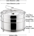 3 Tier Stackable Stainless Steel Insert Pans with Cooking Chip Portable Steamer Cooker with Basket Stand for 6QT Instant Pot Accessories Pot-in-Pot Cookware for Kitchen