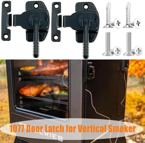 2 PCS Smoker Door Latch Kit for 1077 PBV4PS2, Pit Boss Pro Series II 4-Series Vertical Wood Pellet Smoker, Replacement Parts for Most of Cuisinart Masterbuilt Smoker Door Latch + 8pcs Screws