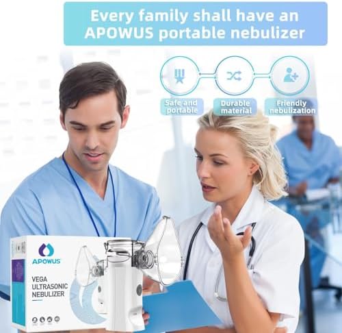 Portable Nebulizer - Handheld Mesh Nebulizer for Breathing Problems, Portable Nebulizer with Mouthpiece, Kids and Adults Mask of Replacement Accessories APOWUS