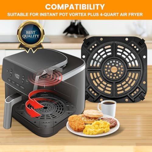 GWY Air fryer Replacement Parts for Ninja AF141 Air Fryer Pro 4-in-1 5 QT, 8.5''×8.5'' Air Fryer Grill Pan Grill Plate Crisper Plate Accessories Tray Rack with Rubber Bumpers, Dishwasher Safe