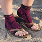 TechWare Pro Ankle Brace Compression Sleeve - Relieves Achilles Tendonitis, Joint Pain. Plantar Fasciitis Foot Sock with Arch Support Reduces Swelling & Heel Spur Pain. (Black/Pink, L/XL)