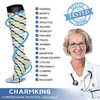CHARMKING Compression Socks for Women & Men (8 Pairs) 15-20 mmHg Graduated Copper Support Socks are Best for Pregnant, Nurses - Boost Performance, Circulation, Knee High & Wide Calf (S/M, Multi 10)