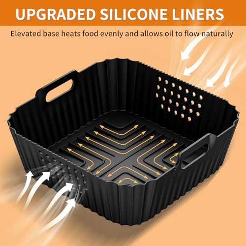 HOMELYLIFE Silicone Liners for Ninja AF141 5QT & AF181 6.5QT, Replacement Baking Square Liners for 5-6.5QT Air Fryers, 2 Pcs