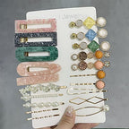 Mehayi 20 PCS Pearls and Acrylic Resin Hair Clips, Handmade Hair Barrettes, Marble Alligator bobby pins, Glitter Crystal Geometric Hairpin, Elegant Gold Hair Accessories, Gifts for Women Girls