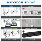 TICONN Over The Door Hooks, 5 Heavy Duty Tri Coat Rack All Metal Coat Hanger for Jacket Hat Towel Bags in Bathroom Bedroom Dorm (Chrome, 1PK)