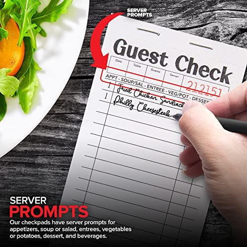 Stock Your Home Black+White Guest Check Books for Servers (10 Pack) Server Note Pads, Waiter Checkbook, Food Receipt Book, Restaurant Order Pad, Paper Checks, Waitress Accessories, 500 Total Tickets