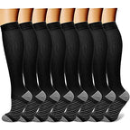 CHARMKING Compression Socks for Women & Men (8 Pairs) 15-20 mmHg Graduated Copper Support Socks are Best for Pregnant, Nurses - Boost Performance, Circulation, Knee High & Wide Calf (S/M, Multi 39)