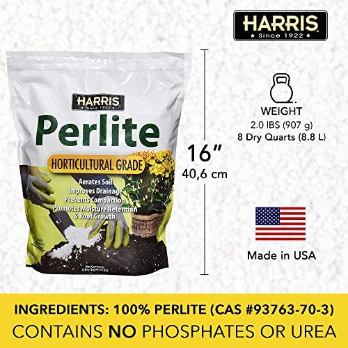 Harris Premium Horticultural Perlite for Plants and Gardening, 8qt to Promote Root Growth and Soil Health White