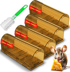 Utopia Home Humane Mouse Traps Indoor for Home (Pack of 4) - Brown Reusable Mice Traps for House Indoor - Pet Safe Mouse Trap Easy to Set, Quick, Effective, & Safe Rodent Trap