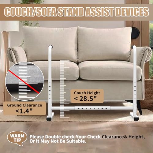 THOOUM Couch Chair Sofa Stand Assist for Seniors, Height & Width Adjustable Couch Lift Assist for Elderly Mobility Sit to Stand(300LBs Loading, Polished White)