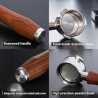 54mm Bottomless Portafilter with Puck Screen | Fits for 54mm Breville Machines | Stainless Steel portafilter and Rosewood Handle|Espresso Machine Accessories(Rosewood)