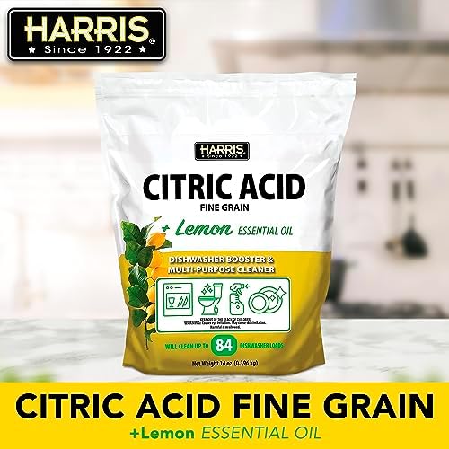 Harris Citric Acid Dishwasher Booster and Multipurpose Cleaner, 14oz, Cleans 84 Dishwasher Loads, with Scoop Included