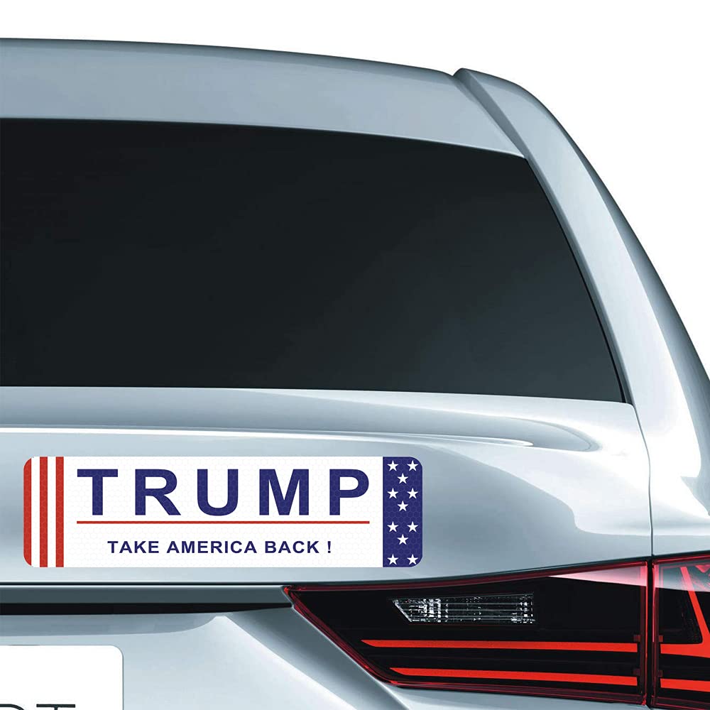 KATISHYRO 4 Pack Reflective Trump 2024 Car Magnet Stickers Trump 2024 Stickers, Take America Back Elect President Donald Trump Gifts 2024 Election Patriotic Highly, Waterproof Magnetic Bumper Stickers