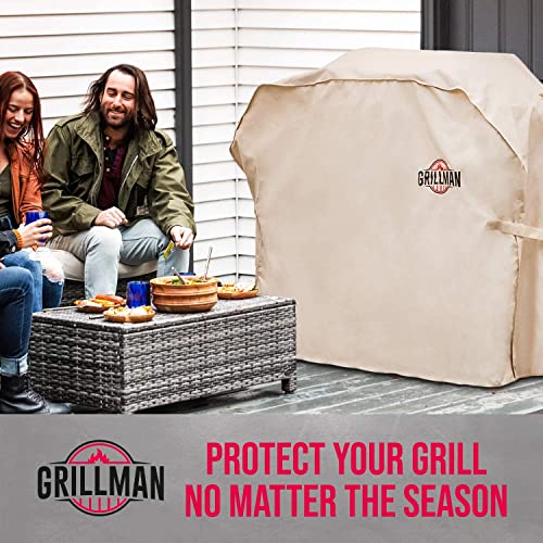 Grillman Premium Grill Cover for Outdoor Grill, BBQ Grill Cover, Rip-Proof, Waterproof, Top Heavy-Duty Large Grill Covers for Outside, Barbecue Grill Cover & Gas Grill Covers (58" Lx24 Wx48 H, Tan)