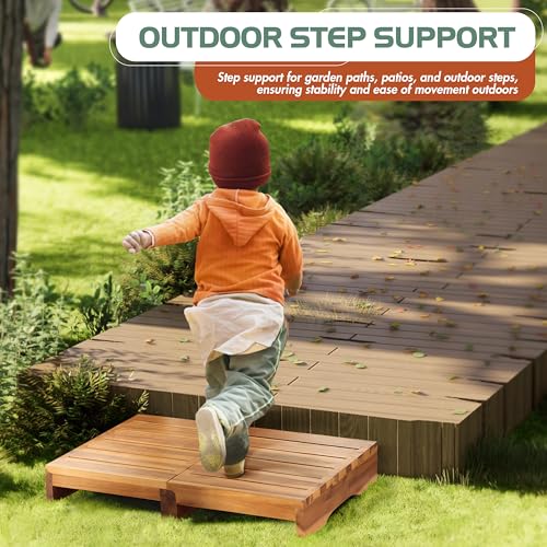 FANATU Wooden Platform Step Stool, 24.7" Step Platform for Adults & Elderly - Durable Mobility Stepping and Stair Assist Indoor & Outdoor, Heavy Duty/Non-Slip Step Stool for Handicap, Bedroom, Kitchen