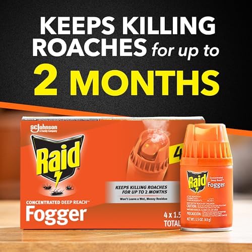 Raid Concentrated Deep Reach Pest Killer & Roach Fogger, 1.5 fl oz, 4 Count