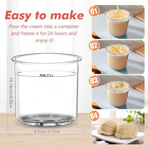 Replacement For Ninja Creami Deluxe Pints and Lids-4 Pack & BPA Free, Dishwasher Safe, Colorful Lids, Clear Ice Cream Cups 16oz Compatible with NC300 NC299AMZ Ice Cream Maker