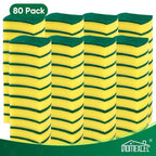 HOMEXCEL Scrub Sponges Kitchen 80 Count, Heavy Duty Dish Sponge for Cleaning, Dual Sided Powerful Scrubbing Sponge for Washing Dishes, Pots, Pans and Surfaces