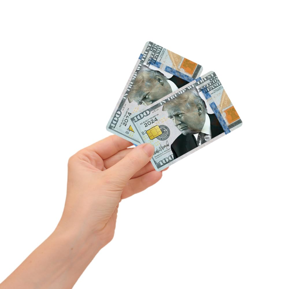 Lonfsuzin 2 Pcs Credit Card Skins for Transportation Key, Debit, Credit Card Covering Personalizing Bank Card Slim, Waterproof Vinyl Skins Hundred Dollar Trump Card use for Small Chip