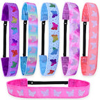 FROG SAC 6 Butterfly Headbands for Girls, Adjustable No Slip Glitter Hair Bands for Kids, Cute Little Girl Sports Head Bands, Sparkly Soccer Gymnastics Headband, Sparkle Hair Accessories
