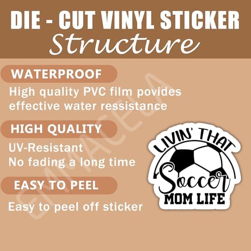 (3PCS) Livin' That Soccer Mom Life Sticker, Soccer Mom Stickers, Soccer Mom Decals, Soccer Stickers for Soccer Team – Waterproof Vinyl Decal for Phones Tumblers Water Bottles, 3 x 2.8 Inch