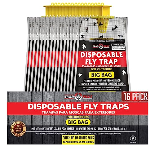 16 Pack Big Bag Fly Bag Trap - Fly Bags Outdoor Disposable Fly Trap Bag - Fly Trap Disposable Horse Fly Traps Outdoor Fly Trap Bags Outdoor Disposable Hanging Net Fly Traps Large Disposable Fly Traps