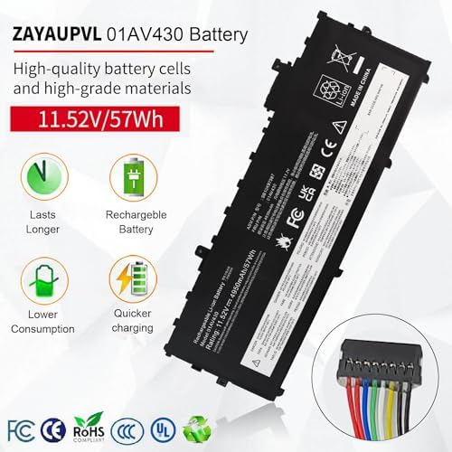 57Wh 01AV430 01AV494 SB10K97587 Battery Replacement for Lenovo Thinkpad X1 Carbon 5th Gen,Thinkpad X1 Carbon 6th Gen Series SB10K97588 01AV431 SB10K97586 01AV429 SB10K97586 01AV430 11.52V