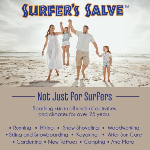 Island Soap & Candle Works Surfer's Salve - All Natural Skin Soothing Balm - Moisturizing Anti-Chafing Ointment for Insect Bites, Sunburn, Windburn, Chapped Lips, Rashes & New Tattoos - 4 Ounce