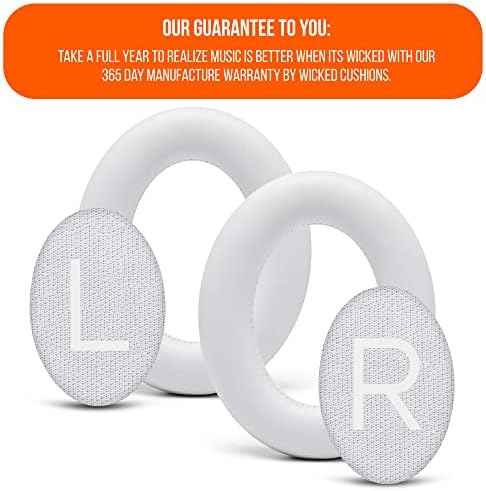 WC Wicked Cushions Upgraded Replacement Ear Pads for Bose 700 Noise Cancelling Headphones (NC700) - Softer PU Leather, Luxurious Memory Foam, Added Thickness, Extra Durable Ear Cushions | (White)