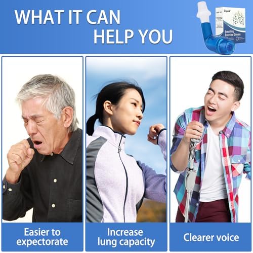 Breathing Exercise Device for Lungs, Lung Expansion and Mucus Relief Device, Portable Expiratory Breathing Exerciser with A Set of Accessories, Breathing Trainer for Lung Cleanse(Blue)