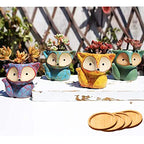 RUNADI Succulent Pots, Ceramic Flower Planter Pot with Bamboo Tray, Small Animal Succulent Planters, Cute Cactus Flower Pot/Garden Planters, Office Home Decoration Pack of 4