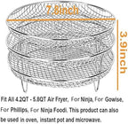 8 inch Round Air Fryer Racks 3 Layers Stackable Dehydrator Rack, 304 Stainless Steel Bacon Air Fryer Accessories for Ninja, Oven, Double Drawer Basket Grill Rack, Ninja Foodi Grill (A)