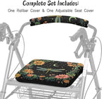 LedBack Dragonfly Floral Rollator Walker Accessories Walker Seat Covers for Ladies Roller Bar Covers Women Walkers for Seniors with Seat Cover for Seniors in Assisted Living