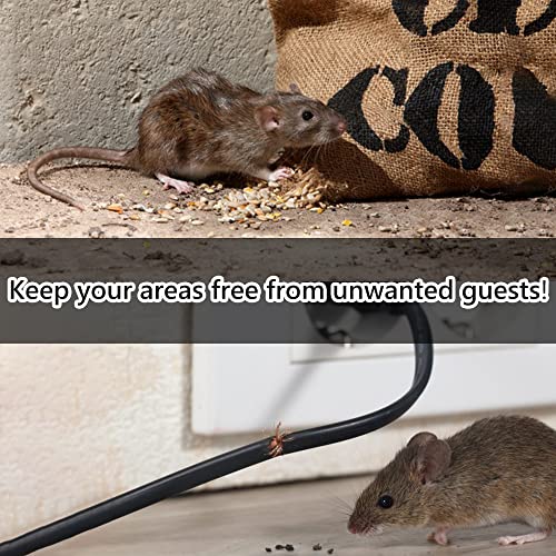 Angveirt Under Hood Rodent Repeller Battery Operated Rodent Pest Repellent Mouse Rat Repeller Electronic Ultrasonic Mice Repeller with Strobe Lights Deterrent Under Hood Animal Repeller