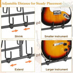 Bikoney Guitar Stand,3 Electric Bass Guitar Stand Floor with Guitar Amp Stand,Guitar Rack for Multiple Guitars and Guitar Accessories, Adjustable Guitar Holder, Guitar Display for Music Studio Home