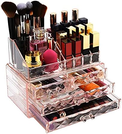 ZHIAI Stackable cosmetic organizer with drawers, easy to organize cosmetic products accessories Suitable for vanity, toilet, bathroom and bedroom organization and storage