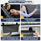 EcoNour Car Side Window Sun Shade (2 Pack) | Retractable Car Roller Sunshade for Kids | Baby Car Window Shades for UV and Sun Glare Protection | Baby Car Travel Accessories (15"x17")