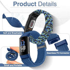 Braided Watch Bands Compatible with Fitbit Charge 6/Fitbit Charge 5 for Women Men, Elastic Adjustable Solo Loop Stretchy Nylon Woven Replacement Wristbands for Fitbit Charge 6/Fitbit Charge 5