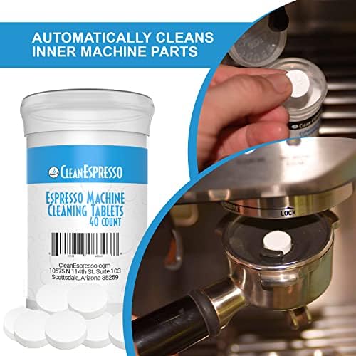 CleanEspresso - Breville Cleaning Kit - 40 Breville Compatible Cleaning Tablets + 2 Espresso Machine Water Filters + 2-Use Descaler - Espresso Machine Accessories