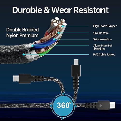 New Slim 65W HP Laptop Charger USB C - Replacement for HP Envy, Spectre, Elitebook, Chromebook - Type C Power Cord Adapter
