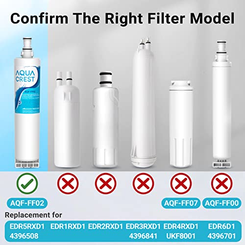 AQUA CREST 4396508 Refrigerator Water Filter, Replacement for Whirlpool EDR5RXD1, 4396510, NLC240V, Filter 5, 46-9010 (Pack of 3)