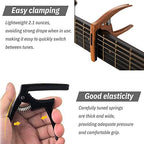 3in1 Guitar Capo for Acoustic and Electric Guitars,2 Pack(with Pick Holder and 6 Picks),Ukulele,Strings Accessories (Black&Wood)