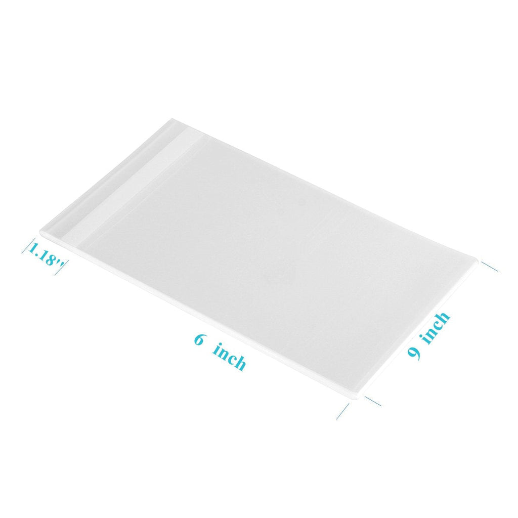 200ct Adhesive Treat Bags 6x9 Clear - 1.4 mils Thick Self Sealing OPP Plastic Bags for Bakery Cookies Christmas Party Decorative Gift (6'' x 9'')
