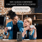 Lifeboost Coffee Espresso Ground Coffee - Low Acid Single Origin USDA Organic Coffee - Non-GMO Espresso Coffee Third Party Tested For Mycotoxins & Pesticides (Espresso Ground 12oz)