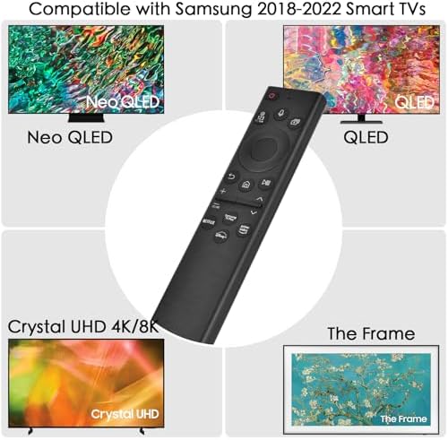 Voice Remote Replacement for Samsung Smart TV, BN59-01385A Compatible for All Samsung Smart TVs (4k 8K Ultra HD Neo QLED, LED) with Voice Function, and Smart Curved Frame, with 4 Shortcut Buttons