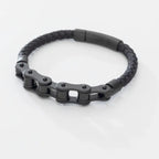 New For Trendy 2025 Retro Punk Bike Chain Hand Woven Leather Bracelet With Metal Buckle For Men Motorcyclist Rock Party Jewelry Gift Jewelry Fashion Accessories Creative Gift