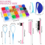 BESARME 28 Colors Rubber Bands for Hair with 7 Hair Styling Tools, 2100 Pcs Colorful Elastic Hair Ties Ponytail Holders Hair Accessories for Girls Baby Toddler Christmas Gifts