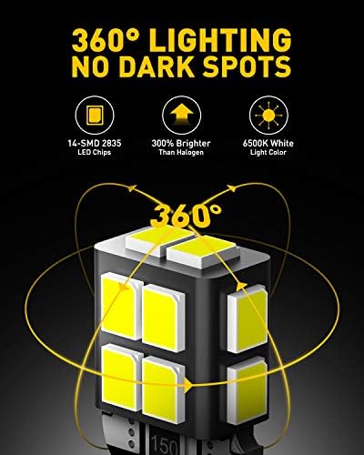 AUXITO 194 LED Bulb 6000K White 168 2825 W5W T10 Wedge 14-SMD Interior Car Bulbs Replacement for Dome Map Door Courtesy Trunk Parking License Plate Lights, 10 PCS